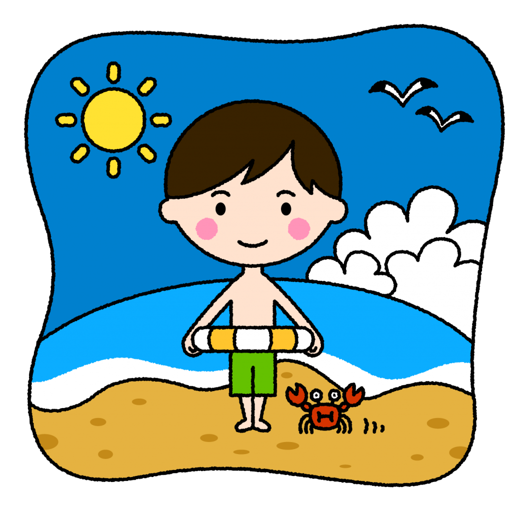 海水浴（男性）｜無料イラスト