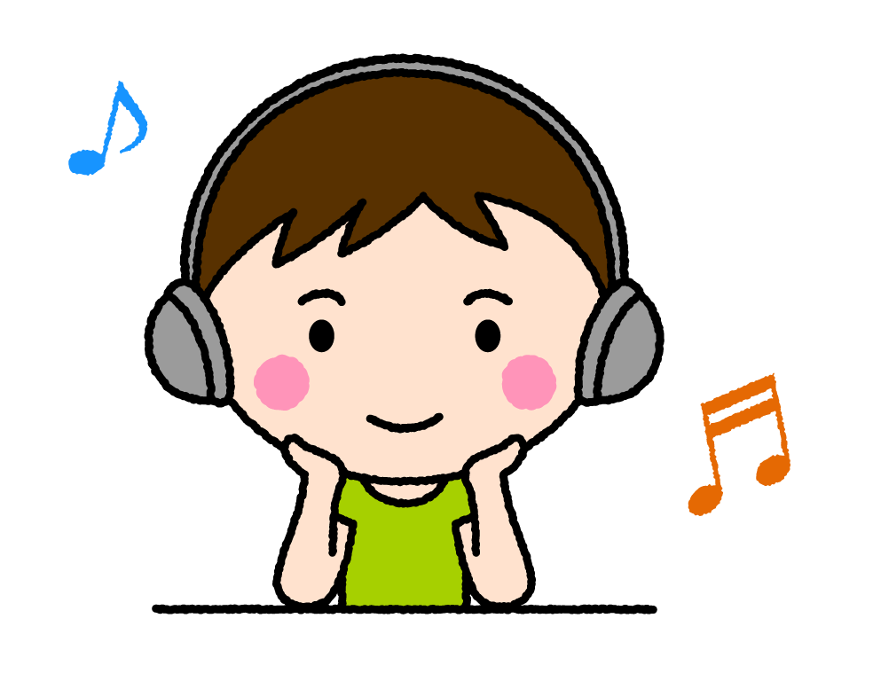 音楽を聴く男性｜無料イラスト