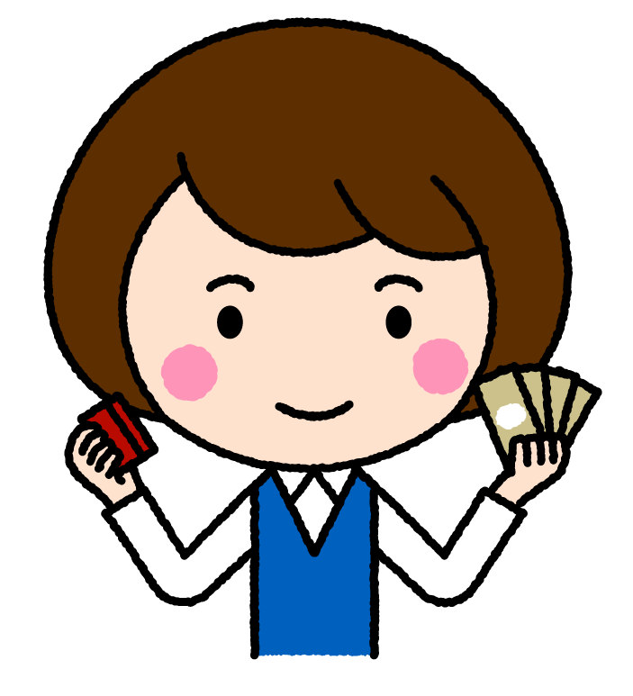 お金を持つ女性｜無料イラスト