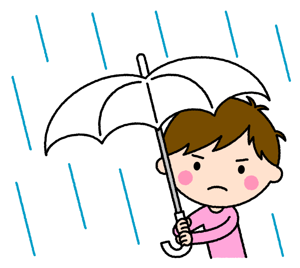 大雨（男性）｜無料イラスト