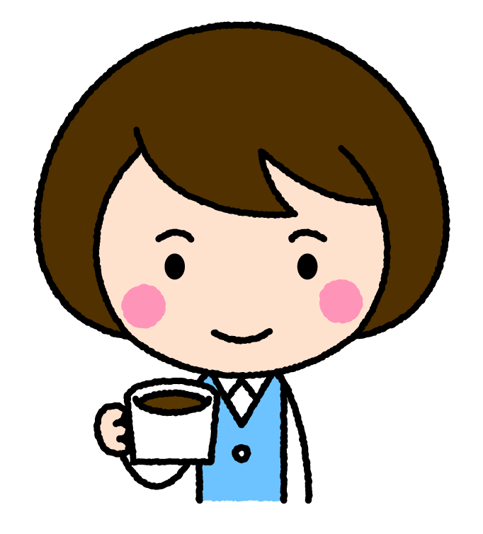 コーヒーを飲む社員（女性）｜無料イラスト