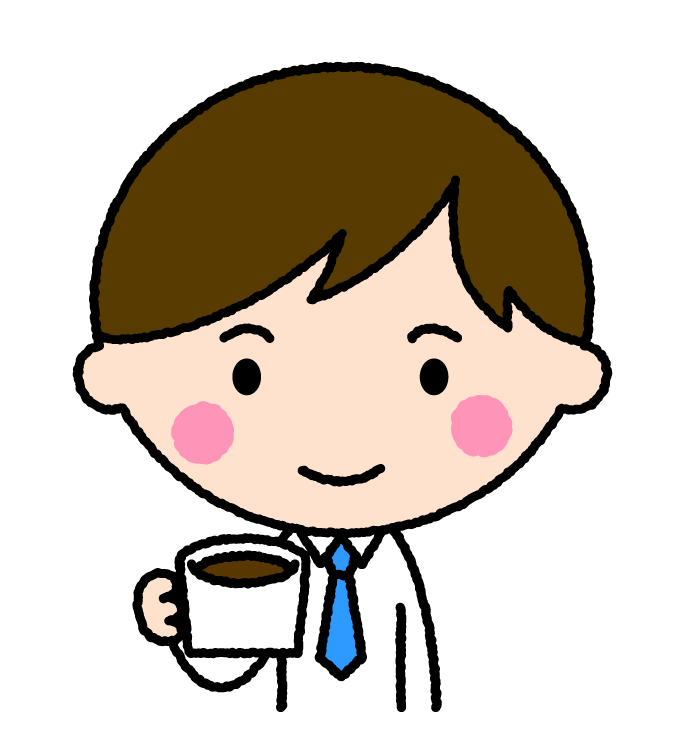 コーヒーを飲む社員（男性）｜無料イラスト