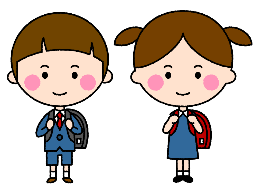 小学校入学の子どもたち（男の子と女の子）｜無料イラスト