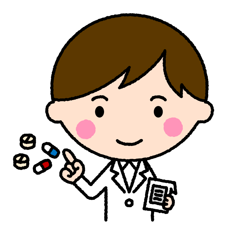 薬袋を持った薬剤師（男性）｜無料イラスト