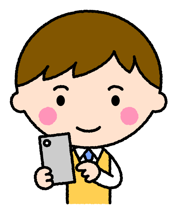 スマフォを使う男子学生｜無料イラスト