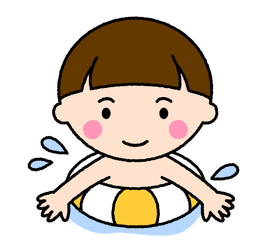 水遊びする男の子｜無料イラスト